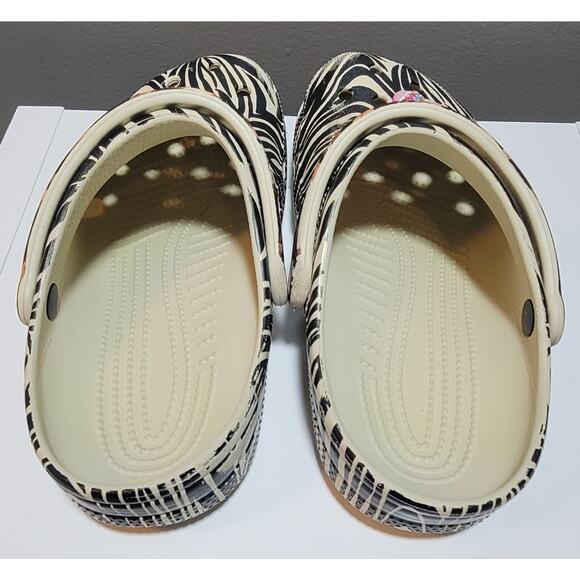 New Women’s Size 9 Zebra Leopard Animal Remix Crocs Shoes Unisex W/ Charms - Picture 4 of 8
